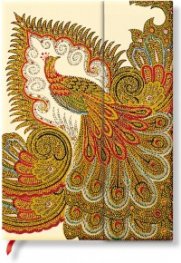 Бележник Paperblanks Swirling Peacock Ivory Midi Wrap, Lined / 5484