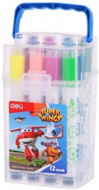 Флумастери с печати Deli Super Wings EC10904, 12 цвята
