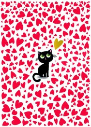 Тетрадка A5 - Коте и сърца CARTES D'ART