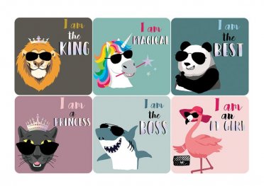 Комплект от 6 квадратни подложки за чаши - Животни CARTES D'ART