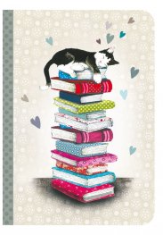 Тетрадка мини - Коте върху книги CARTES D'ART