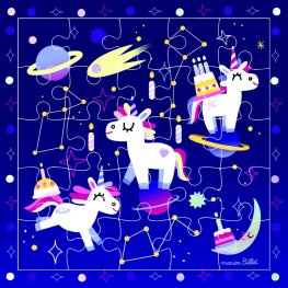 Картичка пъзел - Честит рожден ден с еднорози CARTES D'ART
