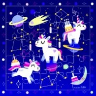 Картичка пъзел - Честит рожден ден с еднорози CARTES D'ART