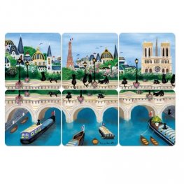 Комплект от 6 квадратни подложки за чаши - Мост над Сена CARTES D'ART