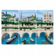 Комплект от 6 квадратни подложки за чаши - Мост над Сена CARTES D'ART