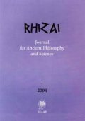 Rhizai: Journal for Ancient Philosophy and Science; 1/2004