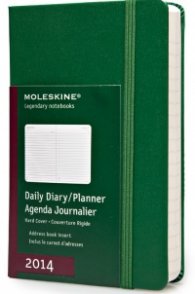 Бележник Moleskine 2014 12 Month Pocket Hard Cover Daily Planner Oxide Green [6620]
